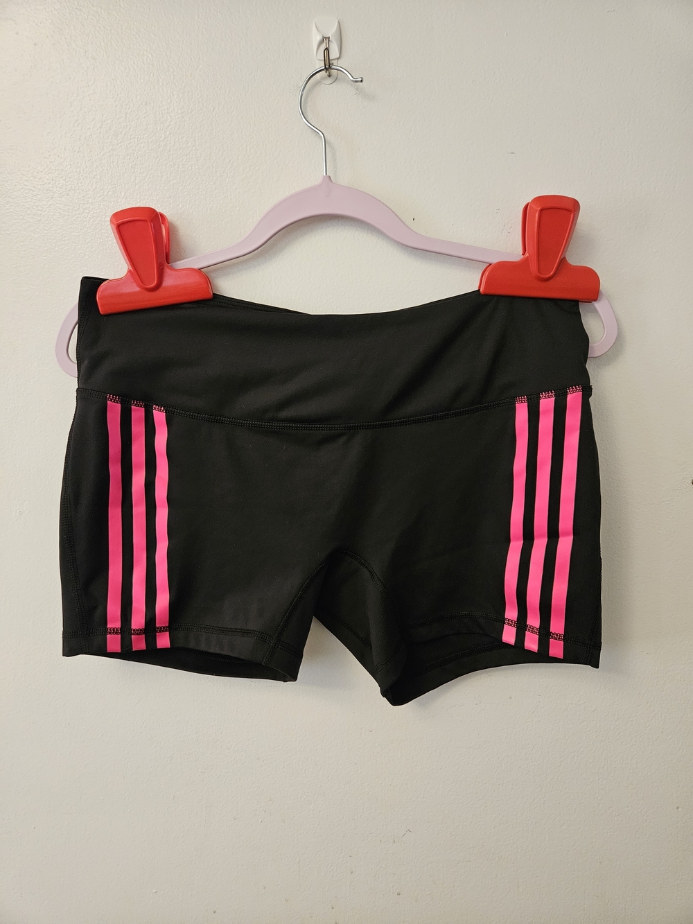 adidas Women's Black Bicycle Shorts with Hot Pink Side Stripes